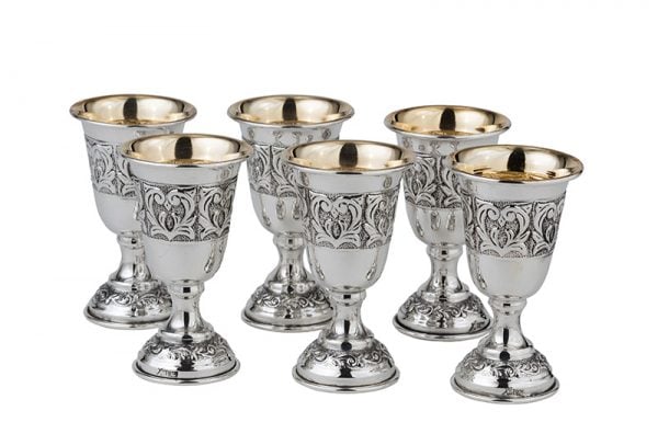6 Liqueur goblets Tuscany-Pure silver
