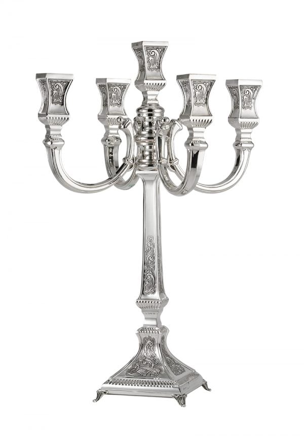 Hammered Arozit Candelabra 5 branches-Pure silver