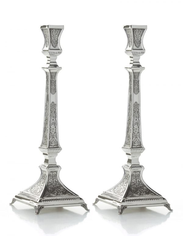 Hammered Arozit Candlesticks (M)-Pure silver