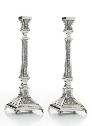 Hammered Arozit Candlesticks (S)-Pure silver