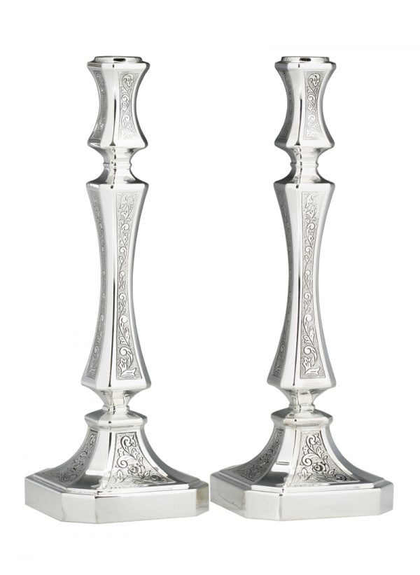 Hammered Geneva Candlesticks (M)-Pure silver