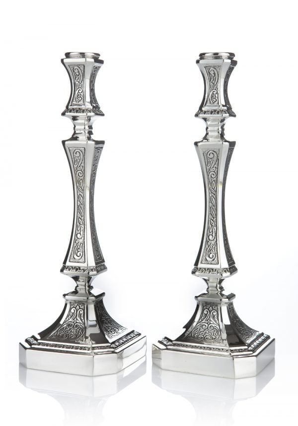 Hammered Geneva Candlesticks (S)-Pure silver