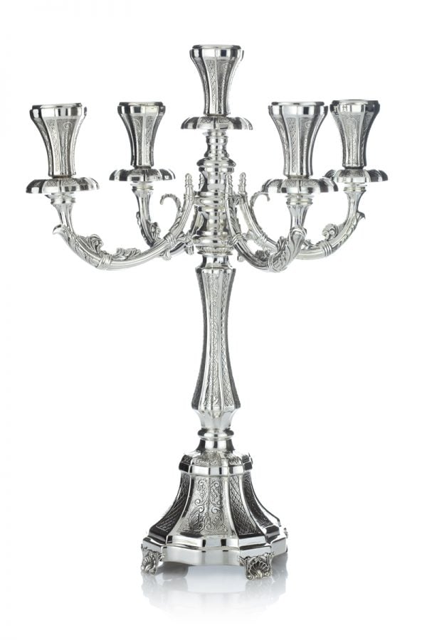 Hammered Italy Candelabra 5 branches (M)-Pure silver