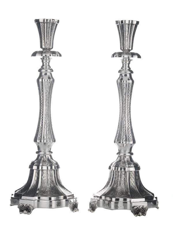 Hammered Italy Candlesticks (L)-Pure silver