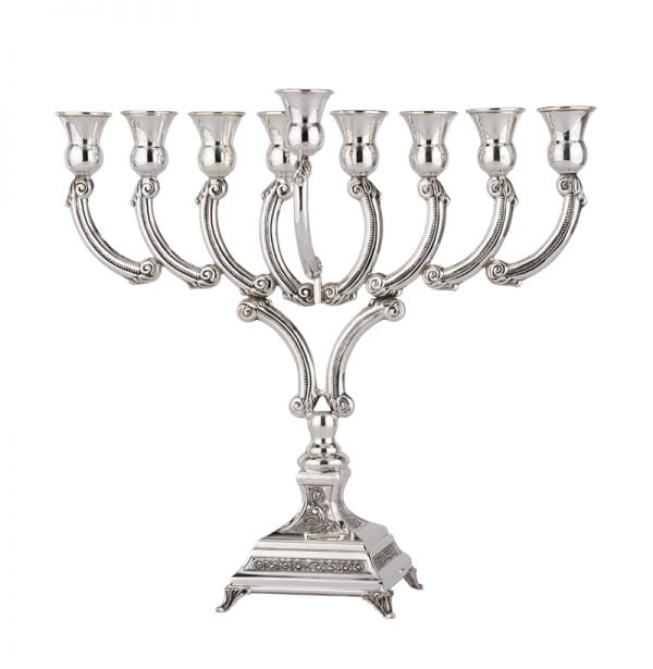 Hammered Livni Arc Menorah-Pure silver