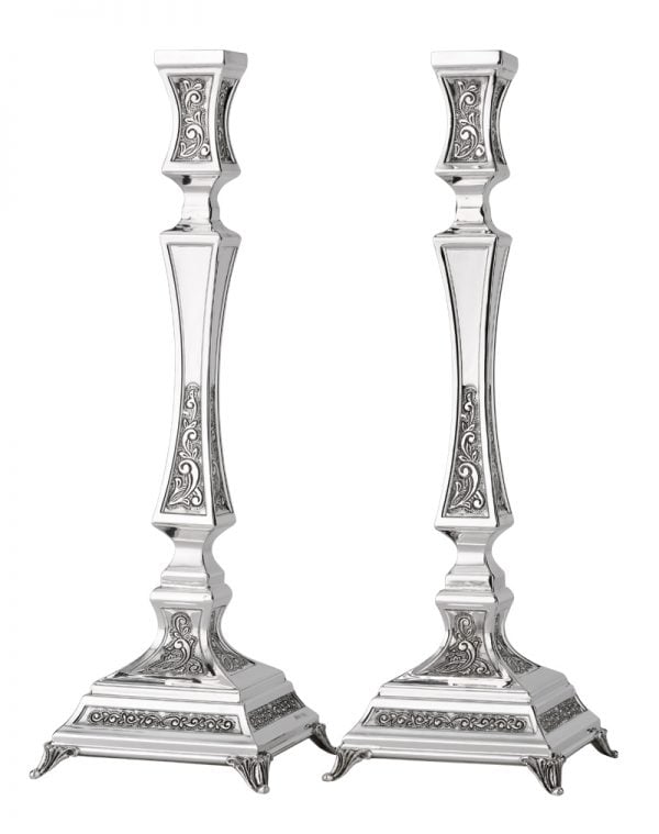 Hammered Livni Candlesticks (M)-Pure silver