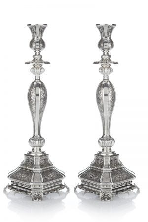 Hammered Milanesi Candlesticks-Pure silver