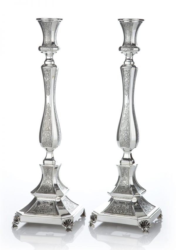 Hammered Mozart Candlesticks-Pure silver