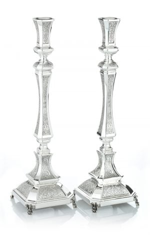 Hammered Mozart Candlesticks (S)-Pure silver