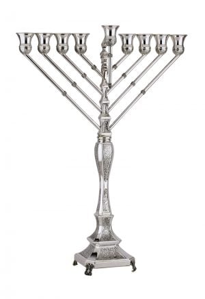 Hammered Mozart Chabad Menorah (M)-Pure silver
