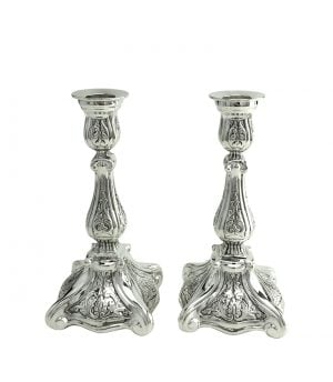 Hammered Shomronit Candlesticks-Pure silver