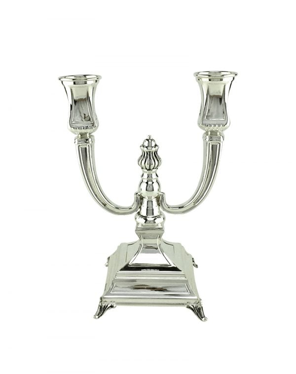 Livni Double oil candlestick-Pure silver