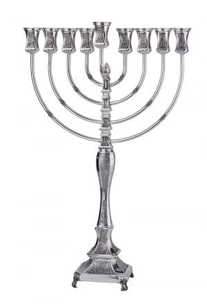 Mozart Hammered Menorah (M) square candle-Pure silver