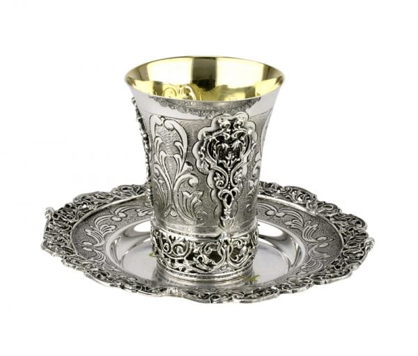 New! Argento Hammered Kiddush Set for groom-Pure silver