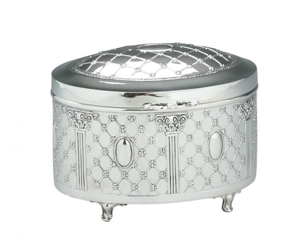 Oval Grid Etrog Box-Pure silver