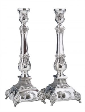 Square Baron Candlesticks (M)-Pure silver