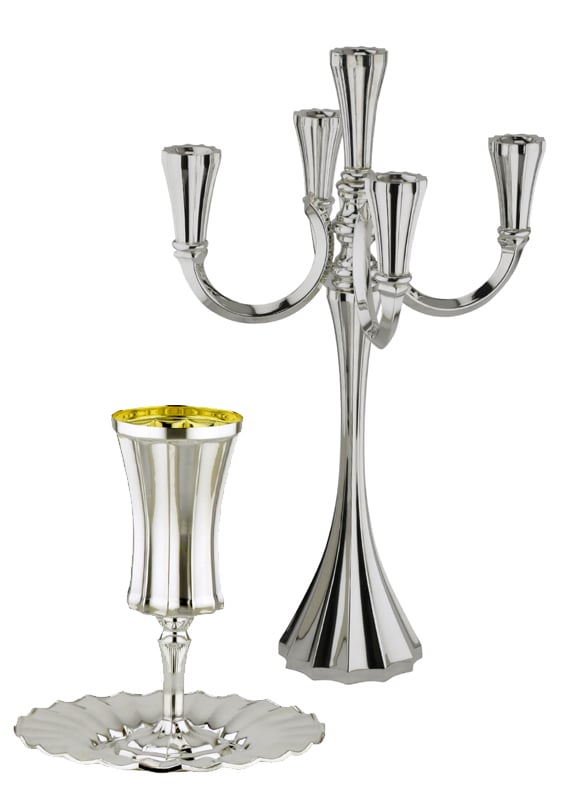 Halel candelabra (5) & goblet kiddush set